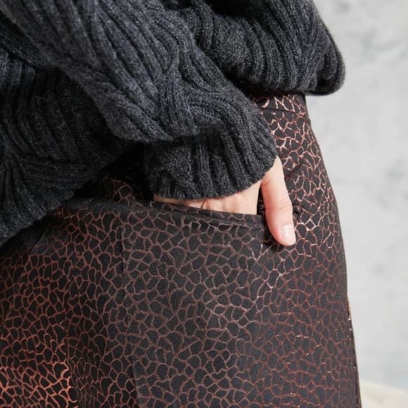 YARGICI Golden Brown Wide Leg Trouser Belt Detail Size 12 - Picture 4 of 12